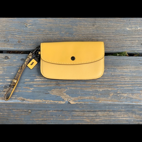 Coach Handbags - Coach 1941 Clutch in yellow w/ snakeskin trim
